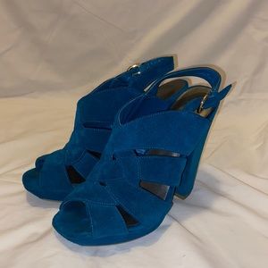 Jessica Simpson teal suede heels
